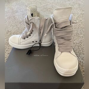 Rick Owen’s fashion cream High-Top Sneakers Fashion boots size 38
